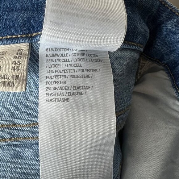 Logo Lori Goldstein straight blue jeans raw hem women’s size 10 - Picture 7 of 8